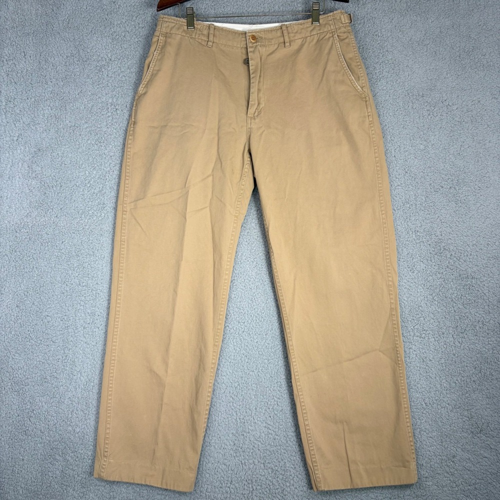 Polo Ralph Lauren Pants Mens 34x32 Tan Khaki Chino Straight Stnd Issue Vtg